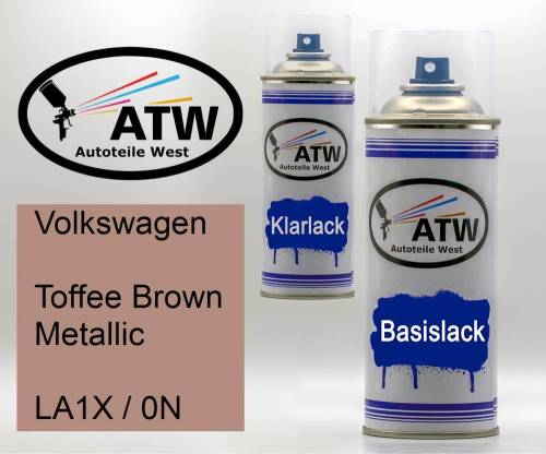 Volkswagen, Toffee Brown Metallic, LA1X / 0N: 400ml Sprühdose + 400ml Klarlack - Set, von ATW Autoteile West.